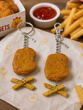 Chicken Nugget & Fries Keychain or Bag Clip | Handmade Realistic Fast Food